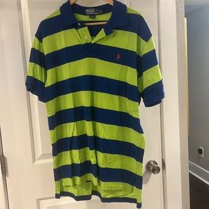 POLO BY RALPH LAUREN Lime/Blue Striped Polo Size L